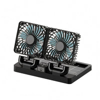 360-Degree Rotation Two-headHead Car Fan Shielded Grille Solar-Powered Fan