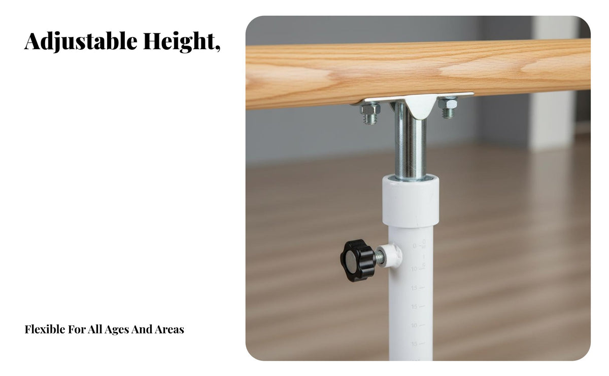 Freestanding Dance Bar Steel Core Reinforced Adjustable Height Ballet Bar Non-Slip Feet Freestanding Dance Barre for Adults, Dancers, Gym