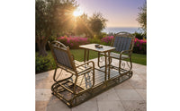 Rattan Patio Rocker Easy to Clean Outdoor Rocking Loveseat Double Rocking Bench Table Included Patio Loveseat Set Canopy Shade