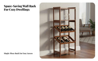 Vino Rack with Glass Holder Solid Wood Construction Standing Vino Rack Sturdy Design for Entertainers, Homeowners, Living Room, Basement, Kitchen