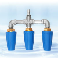 Stainless Steel Nozzle with Three Outlets Metal Rotating Spray Nozzle Rotary Compact for Car Washing