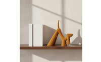 Flocked Dog Figurine Compact Resin Dog Statue Gift Sculpture for Bookshelf, Desk, Display Cabinet