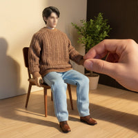 1/6 Scale Sweater Long-Lasting Material 1/6 Scale Figure Clothes Round Neck Doll Top Oversized Fit Miniature Knit Pullover