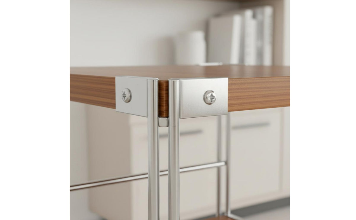 Narrow Floor Standing Shelf X-Shaped Brace Freestanding Metal and Wood Shelf Utilitarian Design Display Rack Adjustable
