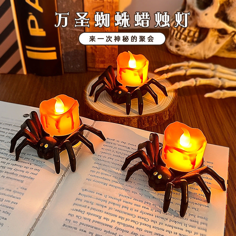 万圣节装饰南瓜灯摆件led电子蜡烛灯派对用品布置道具蜘蛛小夜灯