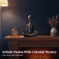 Meditation Alien Figurine Creative Design Meditating Alien Statue Details Extraterrestrial Decor for Meditation Practitioners, Science Fiction Fans