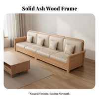 Ash Wood Sofa Double-Sided-Use Cushions Solid Wood Storage Sofa Modular Design Modern Wooden Frame Couch for Apartment Dwellers, Families