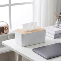 Office Desk Tissue Box for Desk Storage and Home Office, Modern Minimalist Style Box of Tissues, Polypropylene Material for Facial Tissue, White
