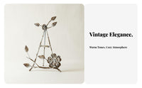 Elegant Design Wrought Iron Plate Stand Two-Way Use Floral Flower Display Easel Sturdy Construction for Home Decorators, Desktop, Kitchen