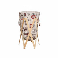 Foldable Laundry Hamper Large Capacity Wooden Laundry Basket Removable Liner Home Organizer for Bedroom