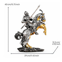 Equestrian Knight Horse Figurine Armored Knight Horse Textured Base Equestrian Sculpture Realistic Details for Home Display