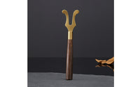 Tea Lid Lifter Gold-Toned Lid Lifter with Wooden Handle Forked for Home, Hosts