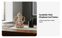 Stone-Textured Finish Deity Sculpture Thai Design Hindu Elephant God Figurine Small Hindu Deity Decoration Good Luck Symbol