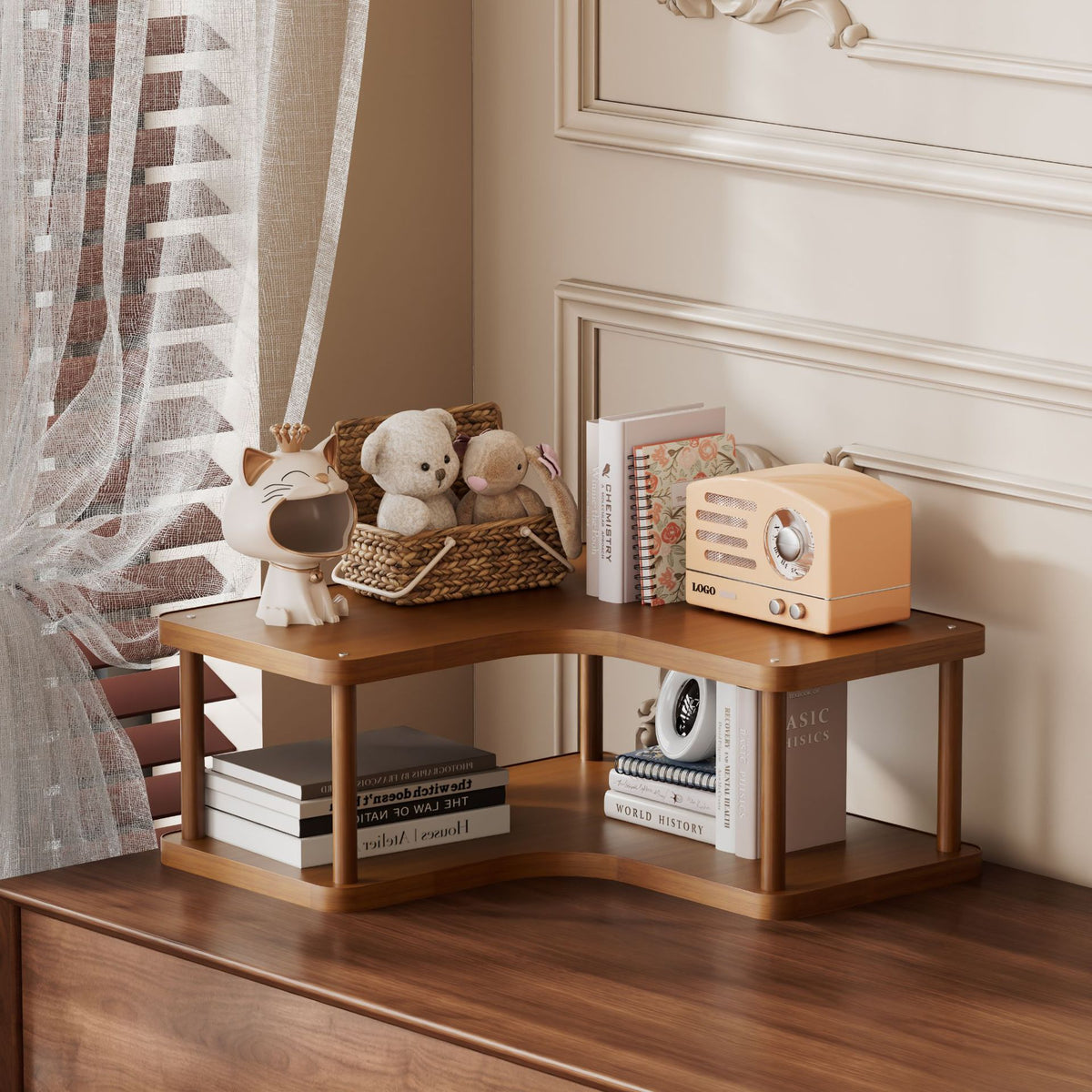 Corner Storage Rack Bamboo Wood for Kitchen