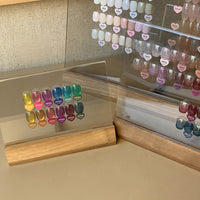 Walnut Wood and Acrylic Double-Layer Nail Art Display Board with Storage