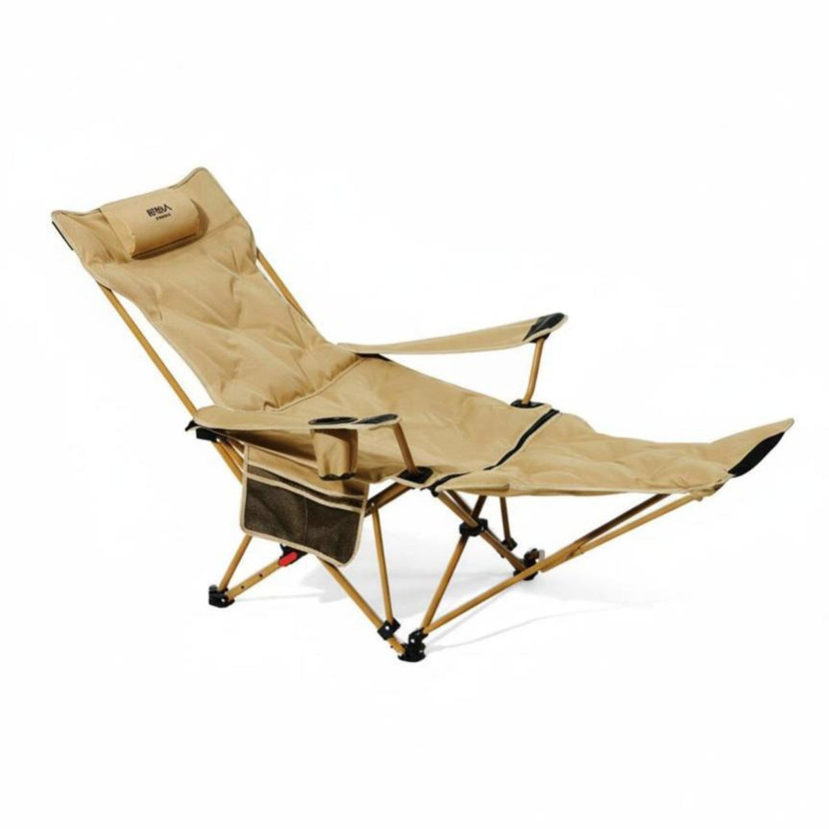 Ergonomic Design Reclining Camp Chair with Footrest Includes Cup Holder and Side Pocket Folding Lounger Heavy Duty Portable Seating Thickly Padded for Beachgoers, Remove Ice Workers, Camping, Beach, Fishing, Patio