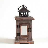 House Lantern Wooden Glass Lantern Vintage for Farmhouse Decor