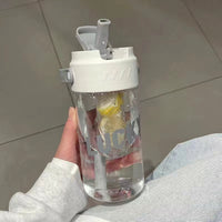 Leak-Proof Tea Infuser Water Bottle Cute Design Portable Water Cup with Handle Safe for Students, Office Workers, School, Summer, Travel
