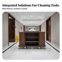 Hotel Janitorial Cart Multi-Functional Commercial Housekeeping Cart Detachable Bags 3 Shelf Linen Trolley for Janitors, Hotels, Guest Rooms
