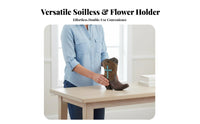 Hydroponic Friendly Cowboy Boot Vase Creative Design Western Boot Planter Rustic Decor Western Aesthetic Vase Double Function for Cowgirls, Living Room, Desktop, Office Desk, Bookshelf