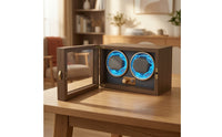 Wooden Automatic Watch Winder Quiet Two-Watch Watch Winder Compact Box Transparent for Office