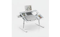 Foldable Folding Bed Desk Tilting Top Height Adjustable Table Stable Base Mobile Computer Desk Bookstand for Students, Office