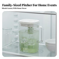 Wide Mouth Design Cold Water Pitcher Lid with Strainer Large Capacity Juice Jug Leak-Proof-Clear Spout for Families, Party Hosts