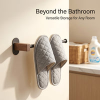 Bathroom Towel Storage and Rack Wall Mounted for Washroom, Minimalist Black Walnut Wooden with Bar for Homeowners