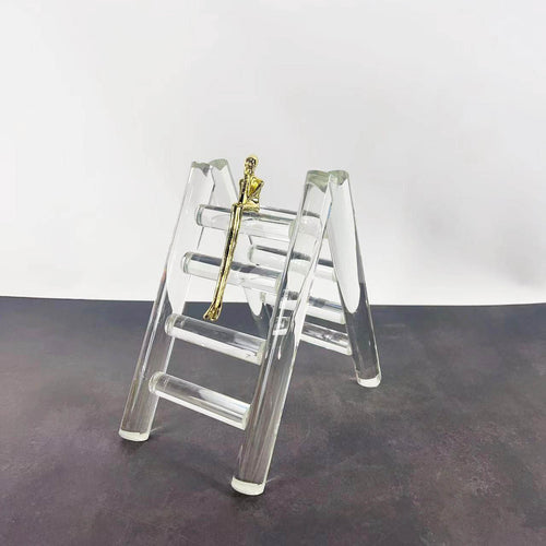 Modern Minimalist Crystal Glass Staircase Thinker Figurine for Home Decor