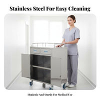 Easy-to Stainless Steel Medical Trolley Lockable Casters Rolling Instrument Cart Versatile Design Tooth Care Supply Cabinet on Wheels Heavy Duty for Dentists, Beauticians, Phlebotomists, Medical Facility, Operating Room, Laboratoryoratory Oratory