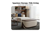 Multi-Functional Design Saddledesign Entryway Bench Comfortable Padded Seat Upholstered Ottoman Safety Hinge Storage Furniture for Apartment Dwellers, Homeowners, Families, Living Room, Hallway, Bedroom, Closet