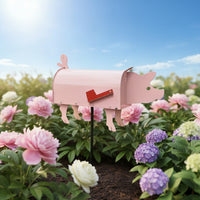 Whimsical Pig Mailbox Outdoor Mailbox with Stake Decorative Metal Yard Art Charming for Gardeners