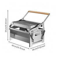 Portable Flip Barbecue Grill Wooden Handle Camping Cooker Easy to Clean Outdoor Cooking Gear for Picnic