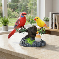 Tabletop Bird Figurine Painted Bird Ornament Sculpted Figurine with Base Natural for Collectors