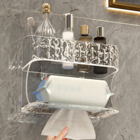 Wall-Mounted Bathroom Storage Shelf, Doubletier Organizer for Washbasin, Tissue, Cosmetics