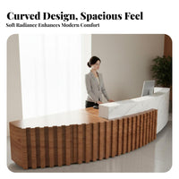 Curved Reception Desk Elegant Design Imitation Marble Front Desk Easy to Clean Surface Modern Reception Counter for Shopkeepers, Clubhouse