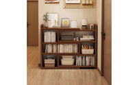 Wood-Grain Desktop Bookshelf Modular Desk Bookshelf Open Desktop Organizer Shelf Space-Saving for Students, Professionals, Study Corner, Reading Nook