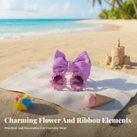 Sun Protection Sunglasses and Headband Set Cute Design Flower Sunglasses and Headband Great Gift for Babies, Beach, Daily Wear, Holidays