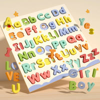 Wooden Alphabet Puzzle Interactive Alphabet Board with 3D Letters Educational Toy Tactile Game Smooth for Preschoolers