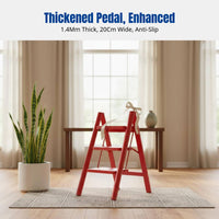 Folding Ladder for Home, Thickened Multi-Purpose, Housewarming Gift, Portable, Non-Slip, Step Up, Red