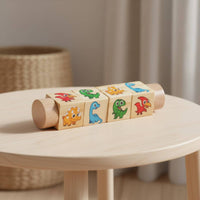 Montessori Rotating Block Toy Early Learning Shape Matching Board Colorful Wooden Matching Blocks Screen-Unrestricted for 1-2 Year Olds