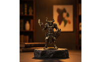 Miniature Bull Warrior Figurine with Axe Mini Brass Bull Statue with Buckler Detailed Desk Toy Metal for Collectors, Gamers, Bookshelf, Display Cabinet