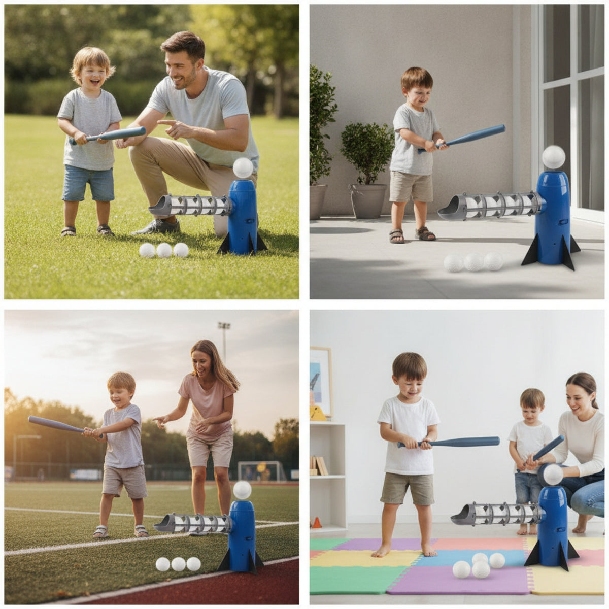 Pitching Machine with Batting Tool Outdoor Baseball Toy with Batting Tool Freestanding Baseball Pitching Machine for Kids, Beginners, Backyard