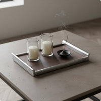 Stainless Stainless-Framed Walnut Tray Modern Vanity Tray Versatile House Decoration for Bedroom, Entryway