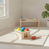 Wooden Pounding Toy with Mallet Fine Motor Child-Led Learning Ball Tracker Box