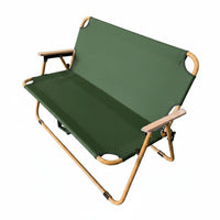 Double Folding Camping Chair Heavy Duty 2 Person Folding Camp Chair Thickened Frame Outdoor Furniture for Fishing