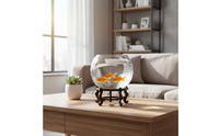 Round Glass Fishbowl High Clearness Desktop Aquatic Pets Bowl Multi-Functional Round Glass Fish Bowl for Beginners, Living Room, Office