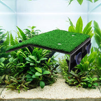 Large Artificial Grass Basking Dock, Turtle Basking Dock for Small Reptiles, Suction Cup Turtle Basking Area for Aquarium and Frog Aquarium
