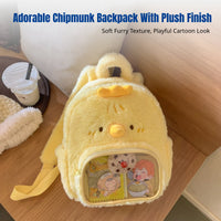 Lightweight Chipmunk Plush Backpack, Cute Cartoon School Bag, Girls, Versatile, Travel