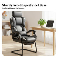No Wheels Reclining Sled Base Chair Support Sled Base Armchair Ergonomic Design Computer Seat Thick Padded Cushion for Executives, Clients, Students, Conference Room, Restping